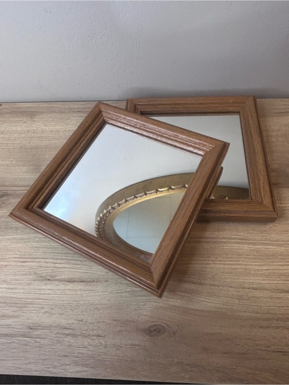 Wood Grain Brown Wall Mirror - Classic Home Wall Decor pair 6”